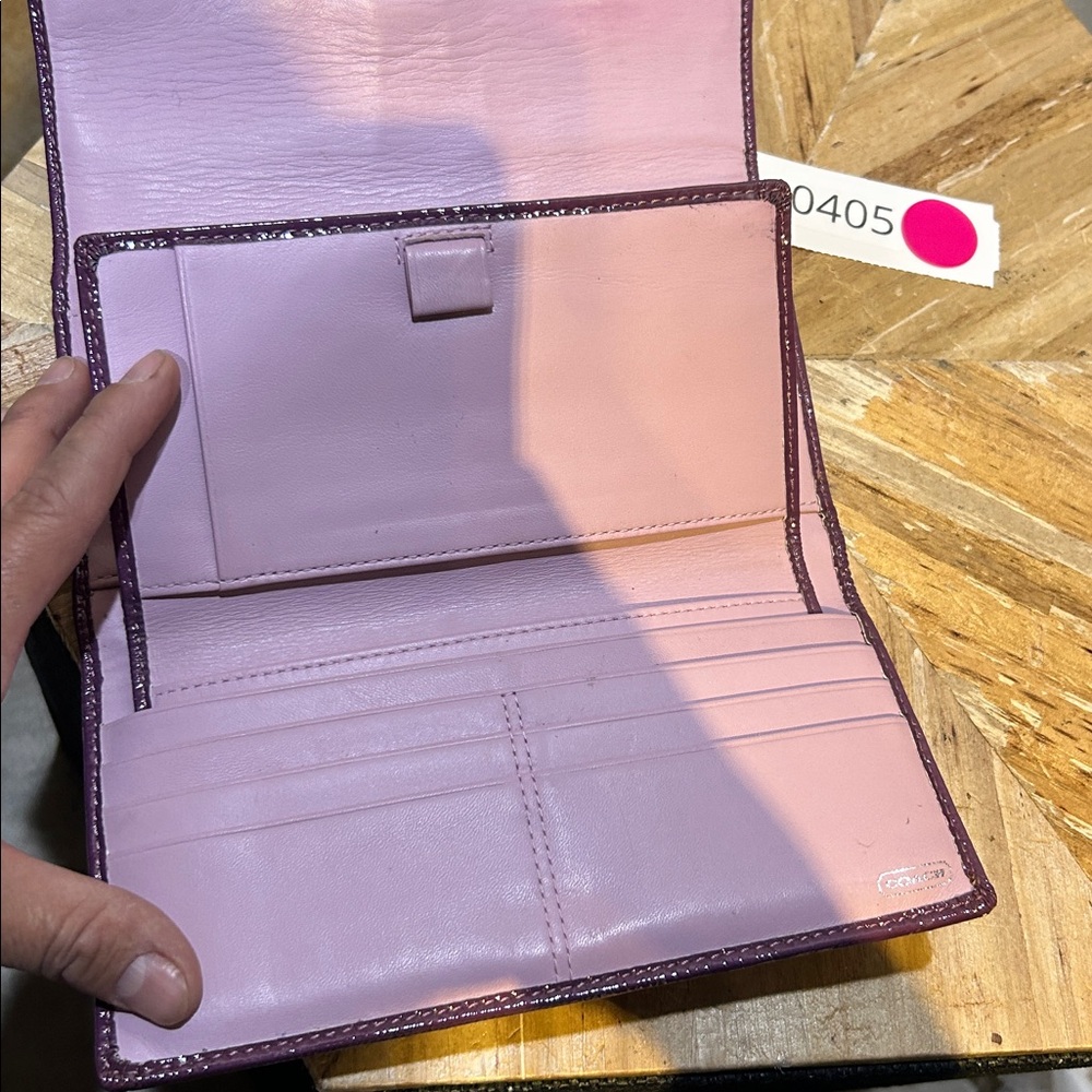 Coach Purple Quilted Signature Continental Wallet with Turn-Lock - Picture 4 of 7